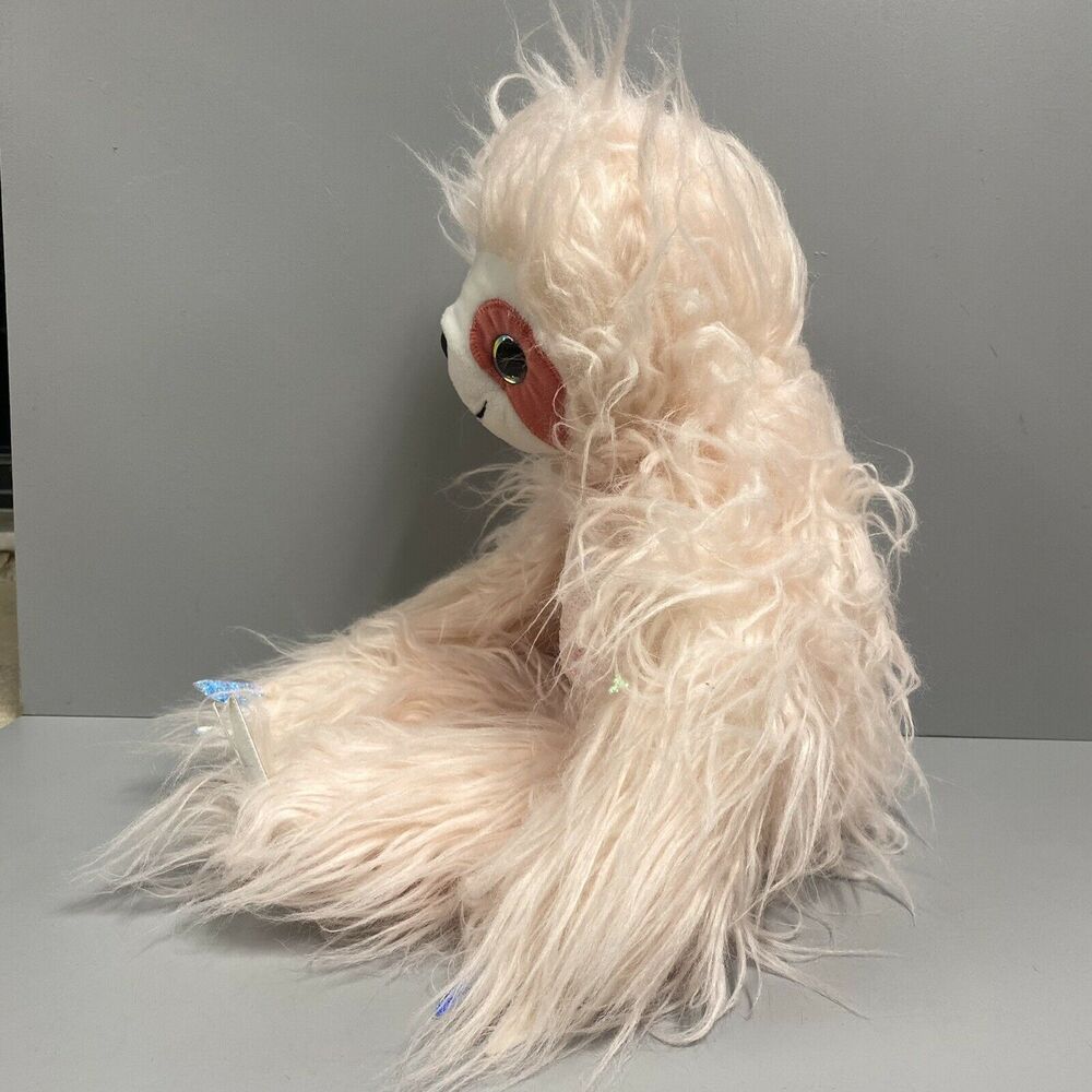 Hobby Lobby Pink Furry Sloth Stuffed Plush 18" Sequin belly. - Picture 4 of 7